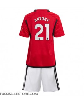 Günstige Manchester United Antony #21 Heimtrikotsatz Kinder 2023-24 Kurzarm (+ Kurze Hosen)
